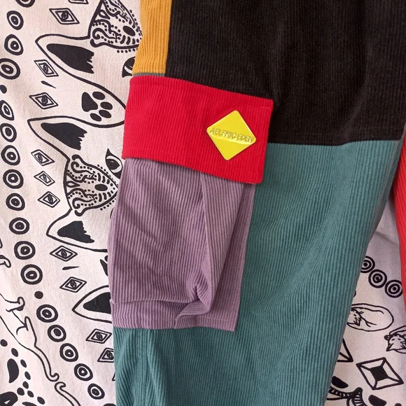 Elfric Eden Colorblock Patchwork Corduroy Pants - Picture 3 of 9